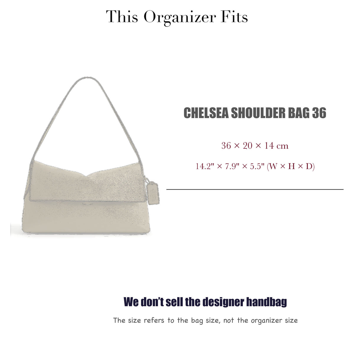 Bag Insert for (Coach, Chelsea Shoulder Bag 36) Organizer of DupontPaper with Silk Interior