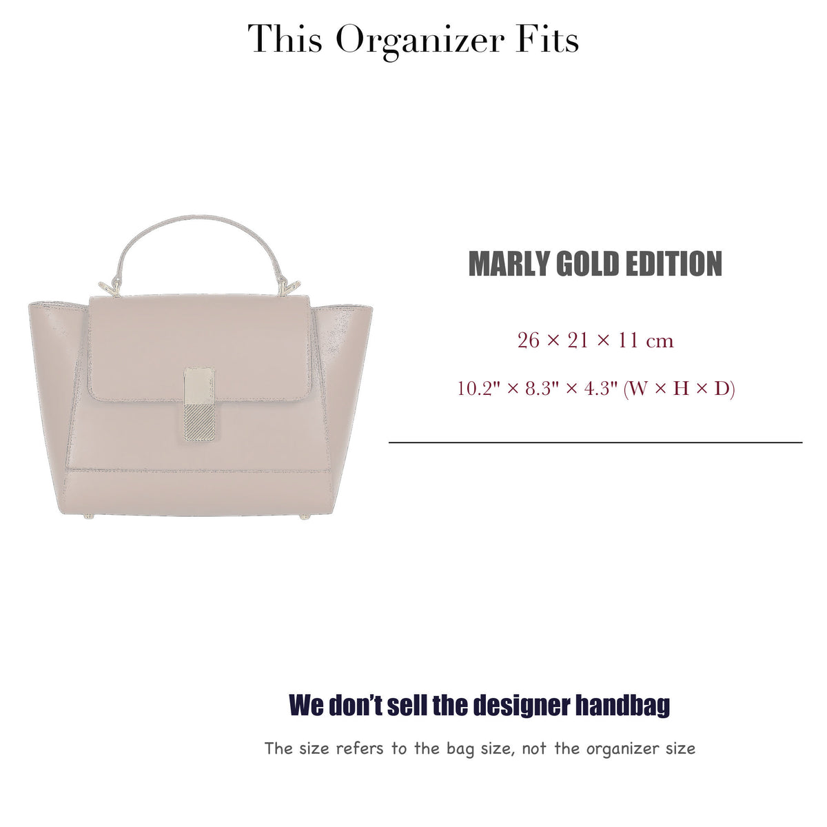 Bag Insert for (Ateliers Auguste, Marly Gold Edition) Organizer of Silk Fabric
