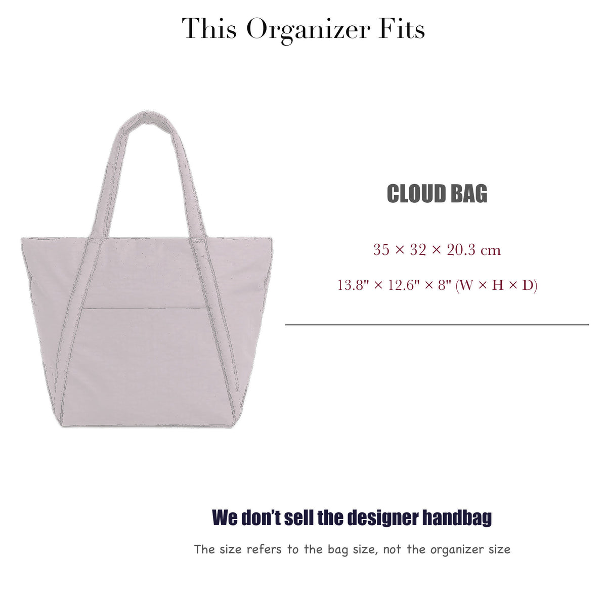 Bag Insert for (Baggu, Cloud Bag) Organizer of Nylon Fabric