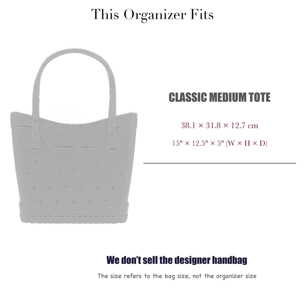 Bag Insert for (Crocs, Classic Medium Tote) Organizer of Nylon Fabric