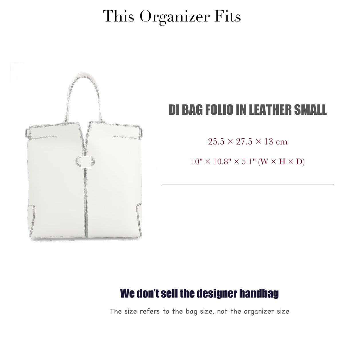 Bag Insert for (Tod's, Di Bag Folio in Leather Small) Organizer of Silk Fabric