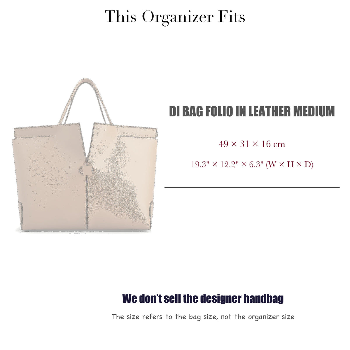 Bag Insert for (Tod's, Di Bag Folio in Leather Medium) Organizer of Silk Fabric