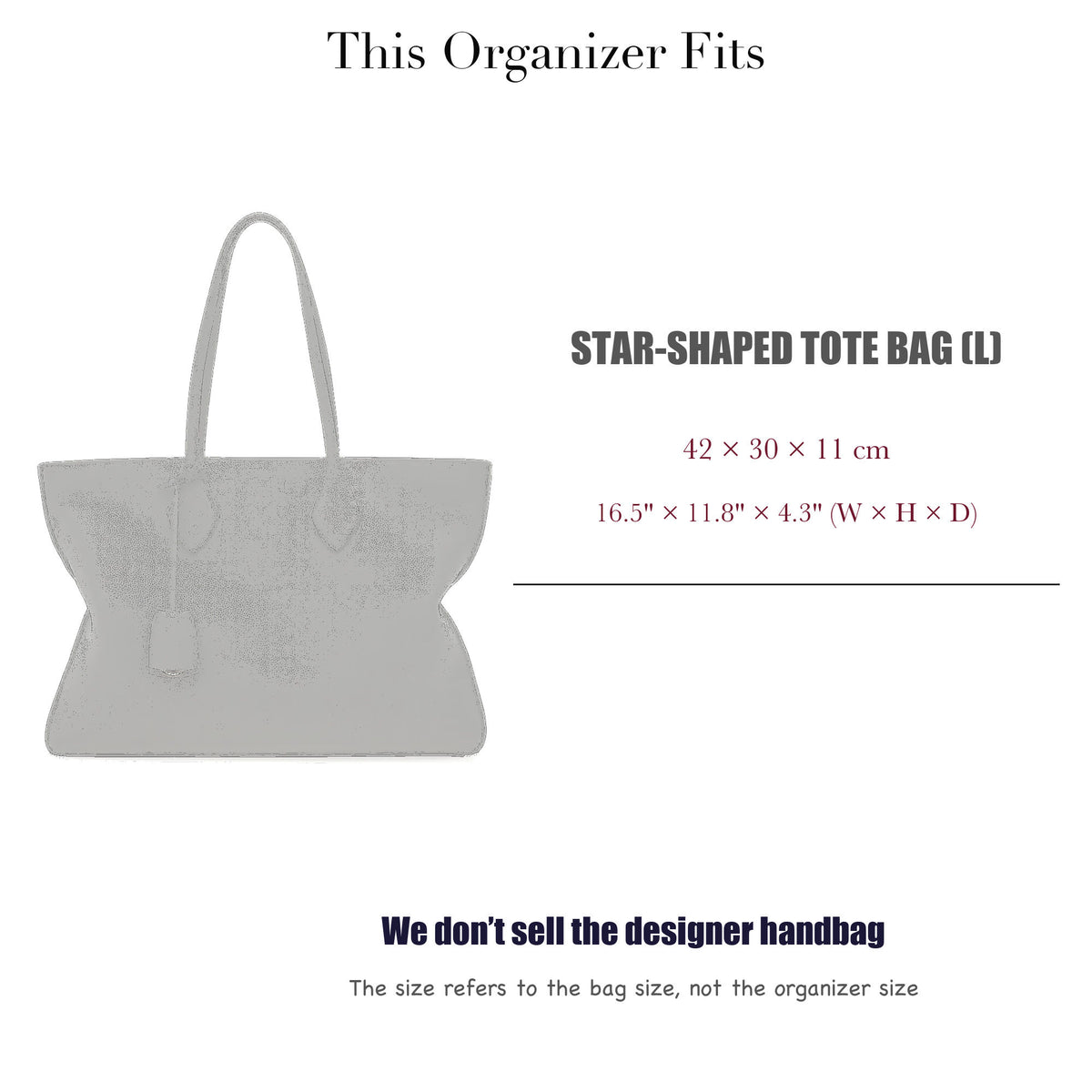 Bag Insert for (Ferragamo, Star-shaped tote bag (L)) Organizer of Felt Fabric