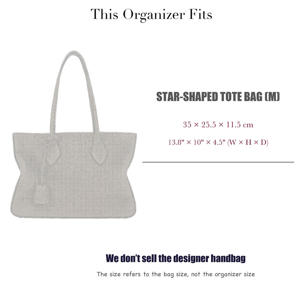 Bag Insert for (Ferragamo, Star-shaped tote bag (M)) Organizer of Felt Fabric