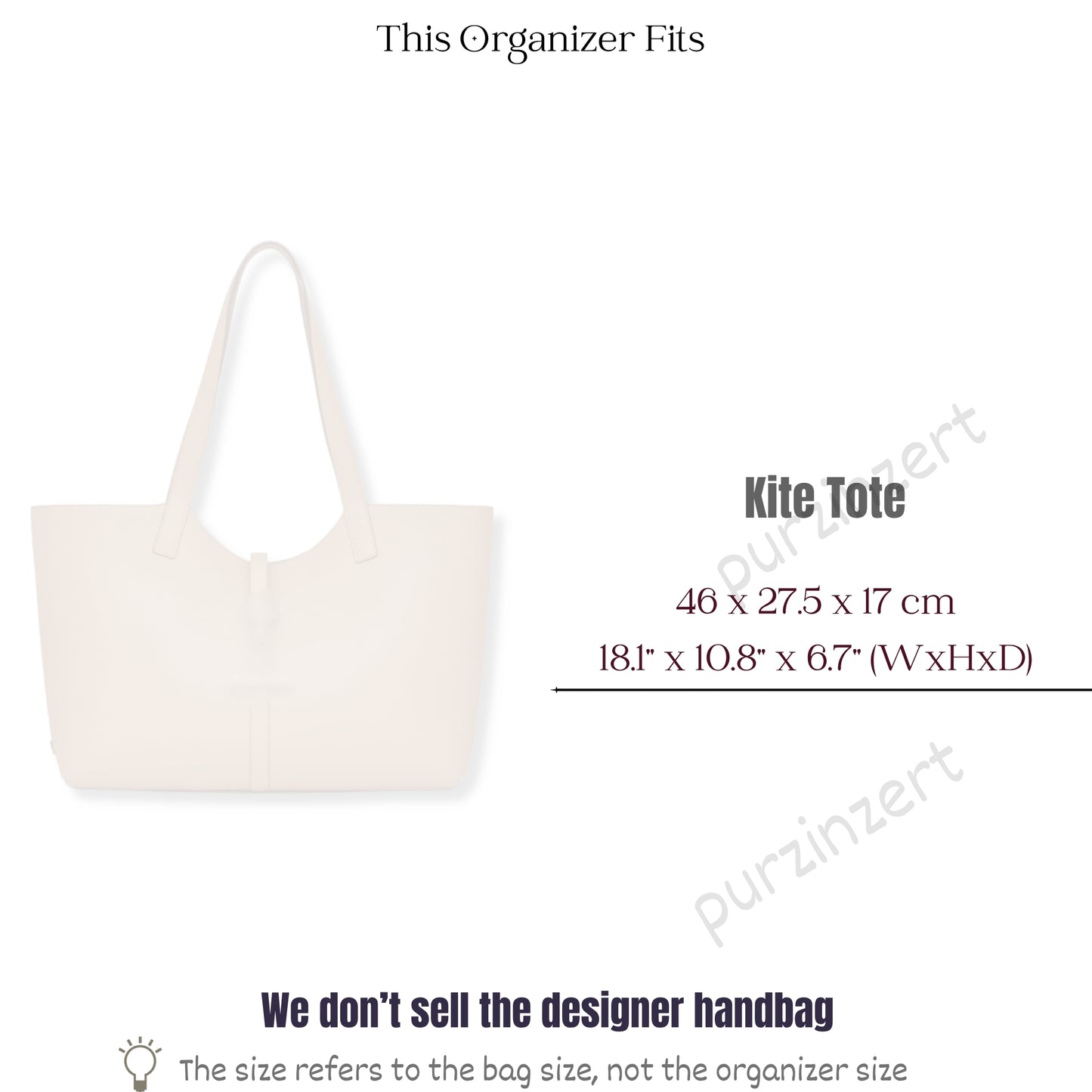 Bag Insert for (Kite Tote) Organizer of Felt Fabric