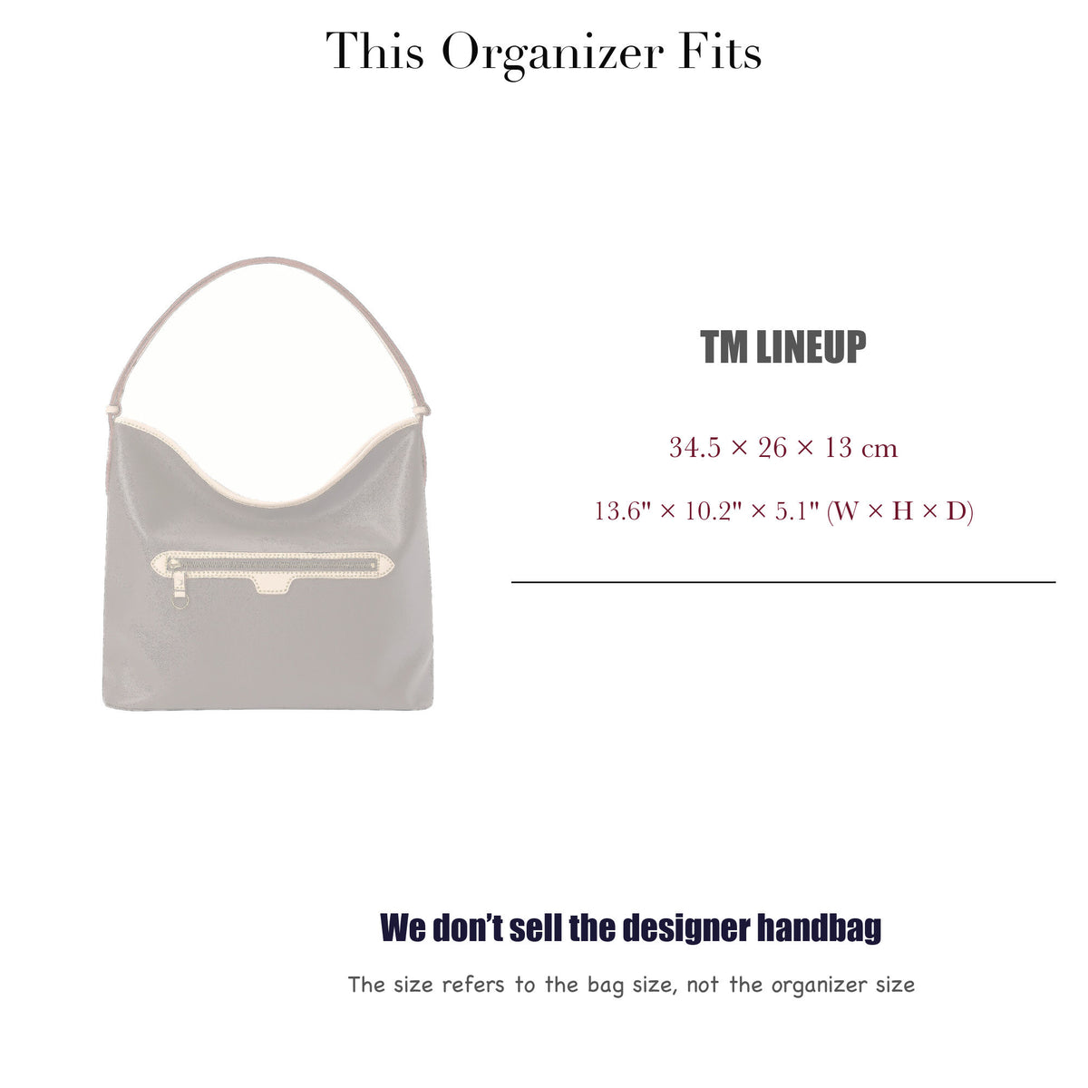 Bag Insert for (LV, TM Lineup) Organizer of Felt Fabric