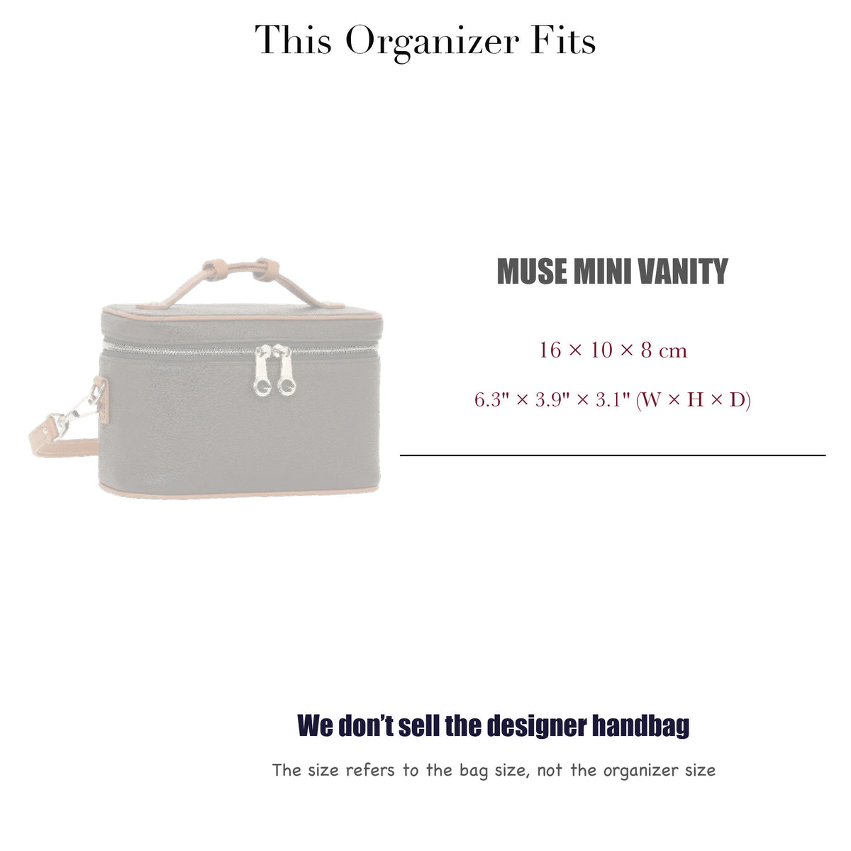 Bag Insert for (Goyard, Muse Mini Vanity) Organizer of Felt Fabric
