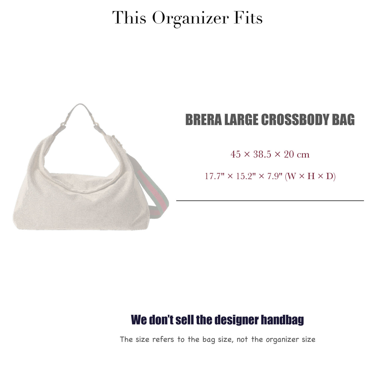 Bag Insert for (Gucci, Brera large crossbody bag) Organizer of Silk Fabric