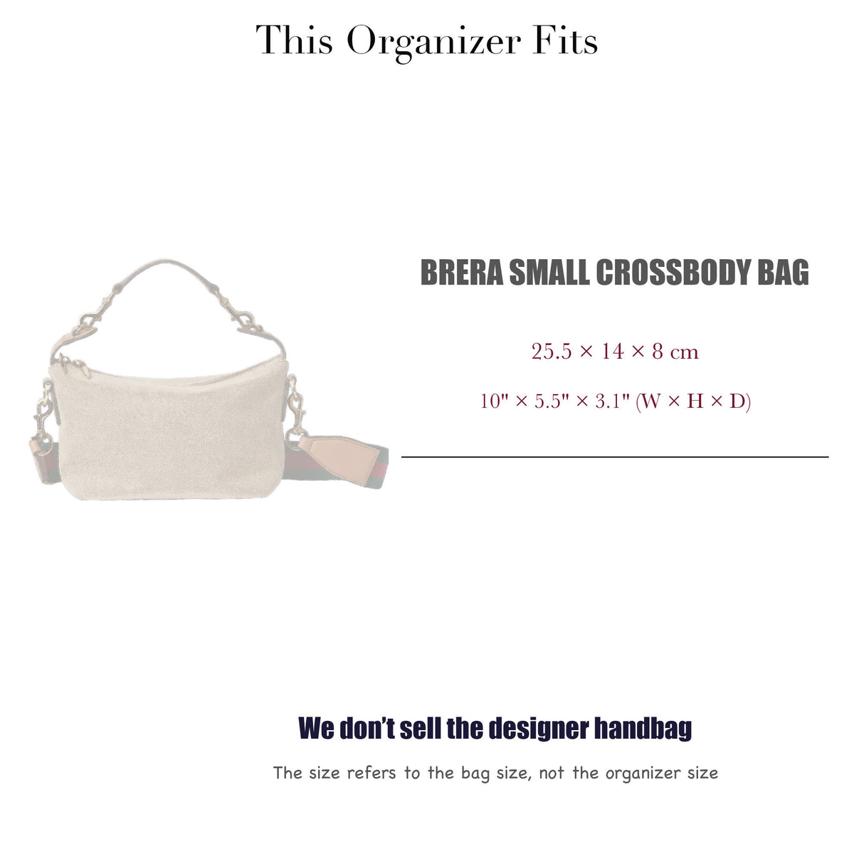 Bag Insert for (Gucci, Brera small crossbody bag) Organizer of Silk Fabric