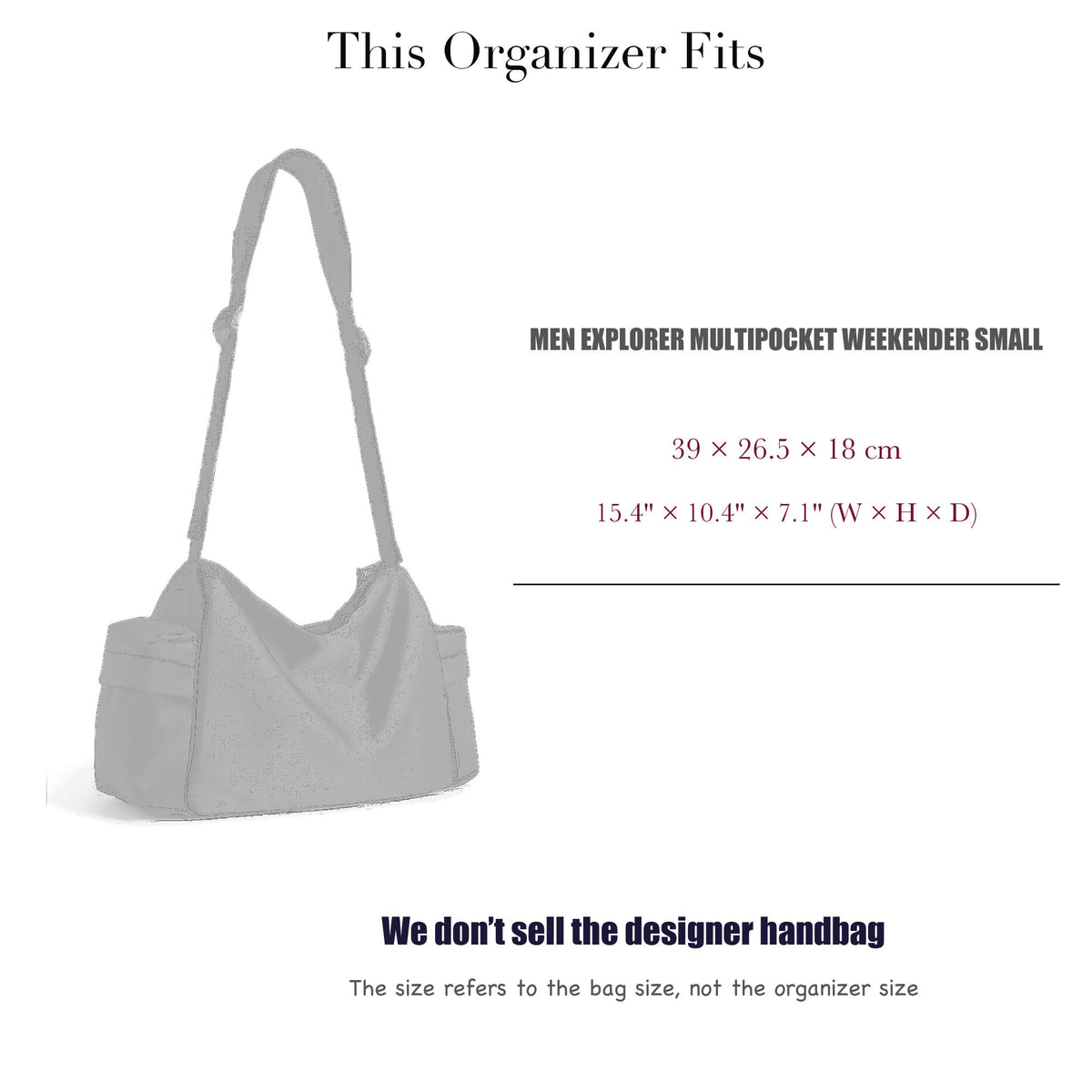 Bag Insert for (Balenciaga, Men Explorer Multipocket Weekender Small) Organizer of Nylon Fabric