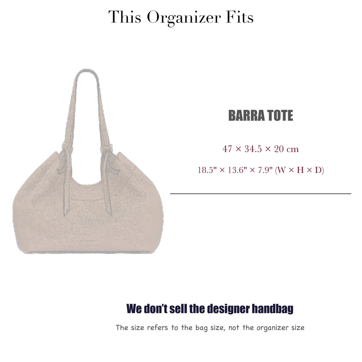 Bag Insert for (Strath berr., Barra Tote) Organizer of Silk Fabric