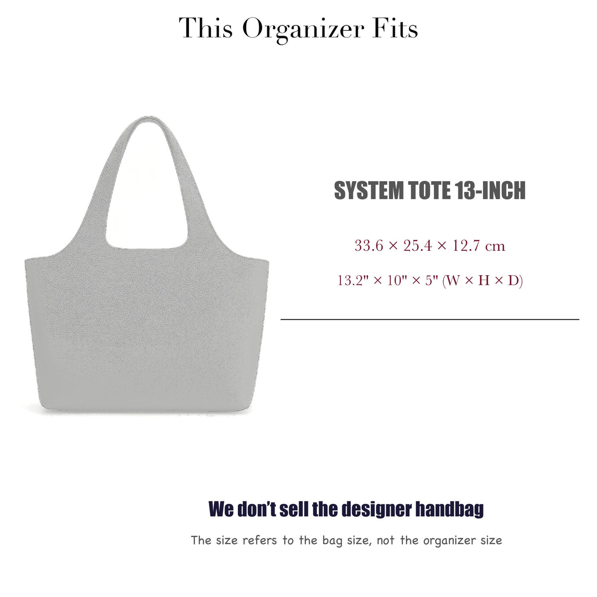 Bag Insert for (Cuyana, System Tote 13-inch) Organizer of Nylon Fabric