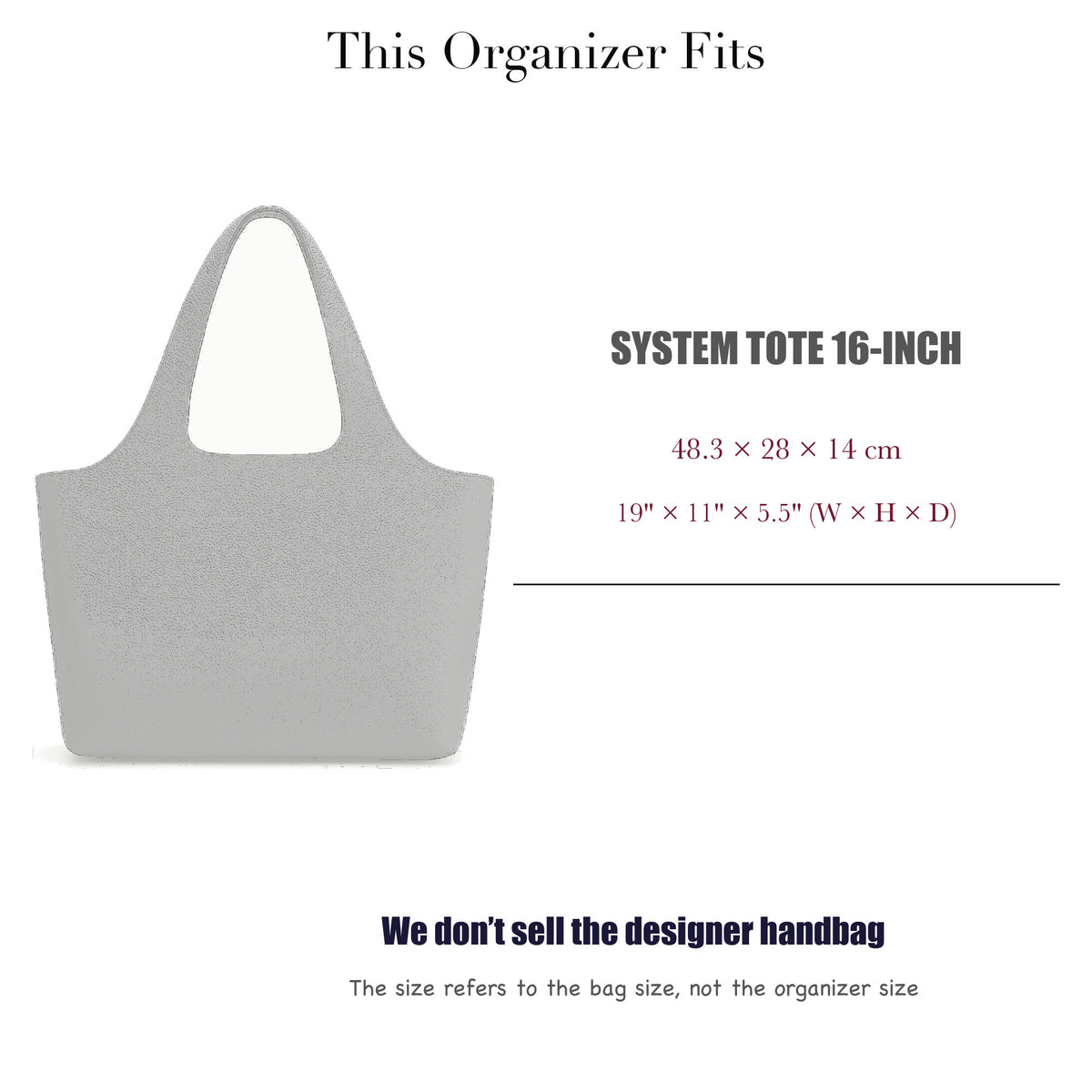 Bag Insert for (Cuyana, System Tote 16-inch) Organizer of Nylon Fabric