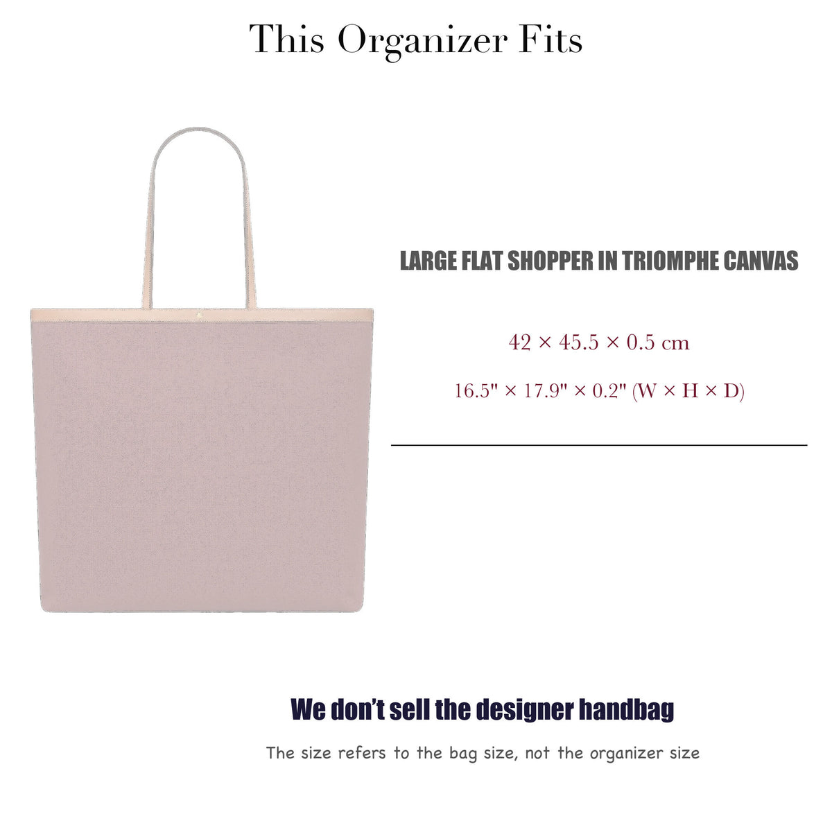 Bag Insert for (Celine, Large FLAT SHOPPER IN Triomphe Canvas) Organizer of Silk Fabric