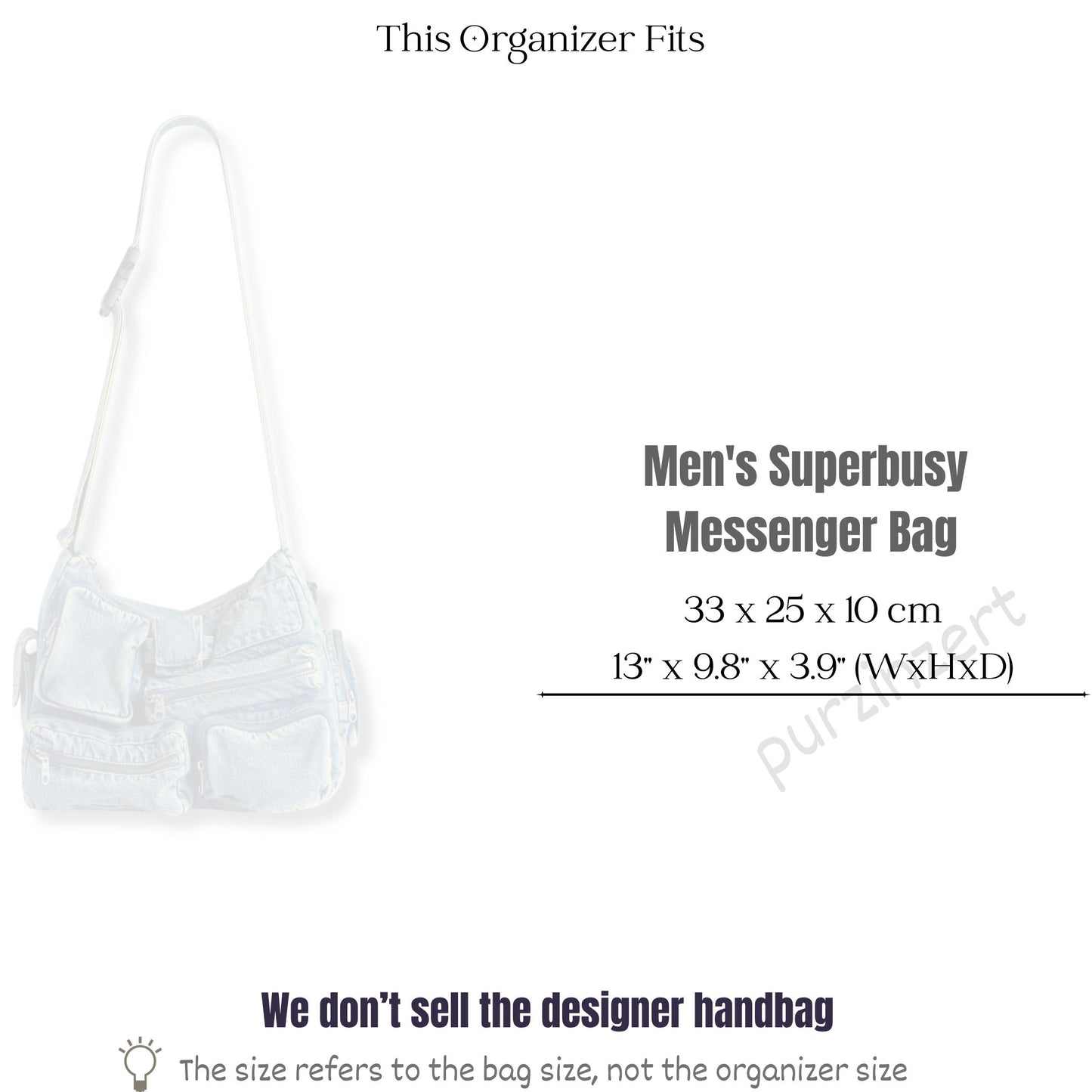 Bag Insert for (Balenciaga, Men Superbusy Messenger Bag in Vintage Blue) Organizer of Silk Fabric