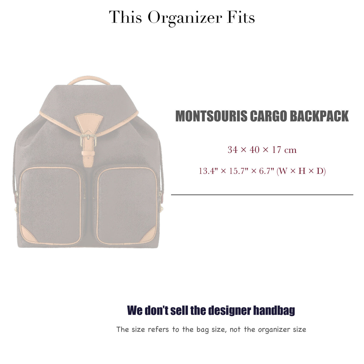 Bag Insert for (LV, Montsouris Cargo Backpack) Organizer of Felt Fabric