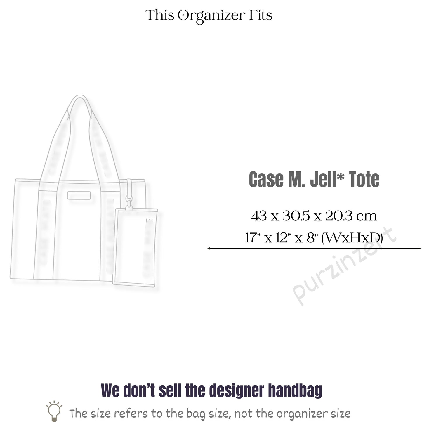 Bag Insert for (Case Mate, Jelly Tote Bag) Organizer of Felt Fabric