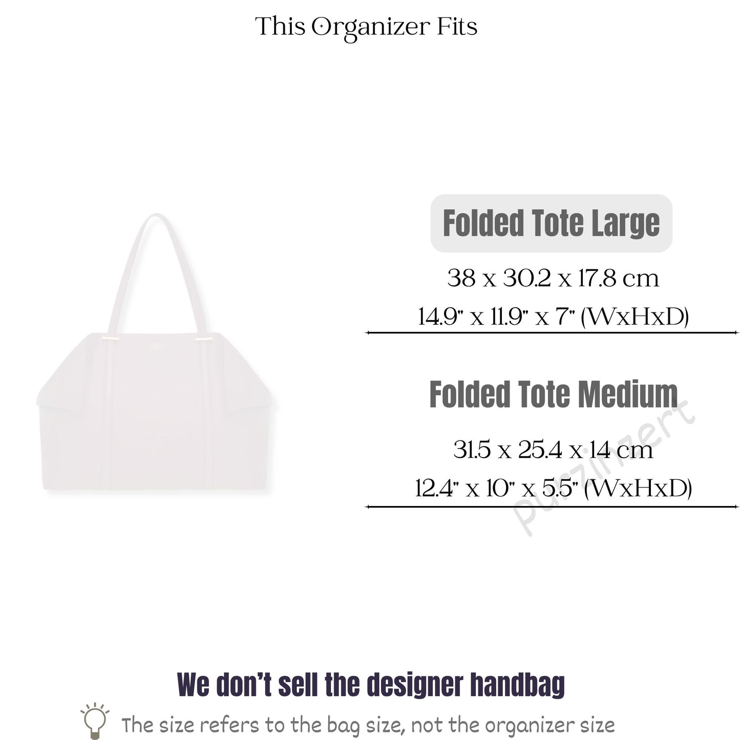 Bag Insert for (Ferragamo, Folded tote bag Large) Organizer of Silk Fabric