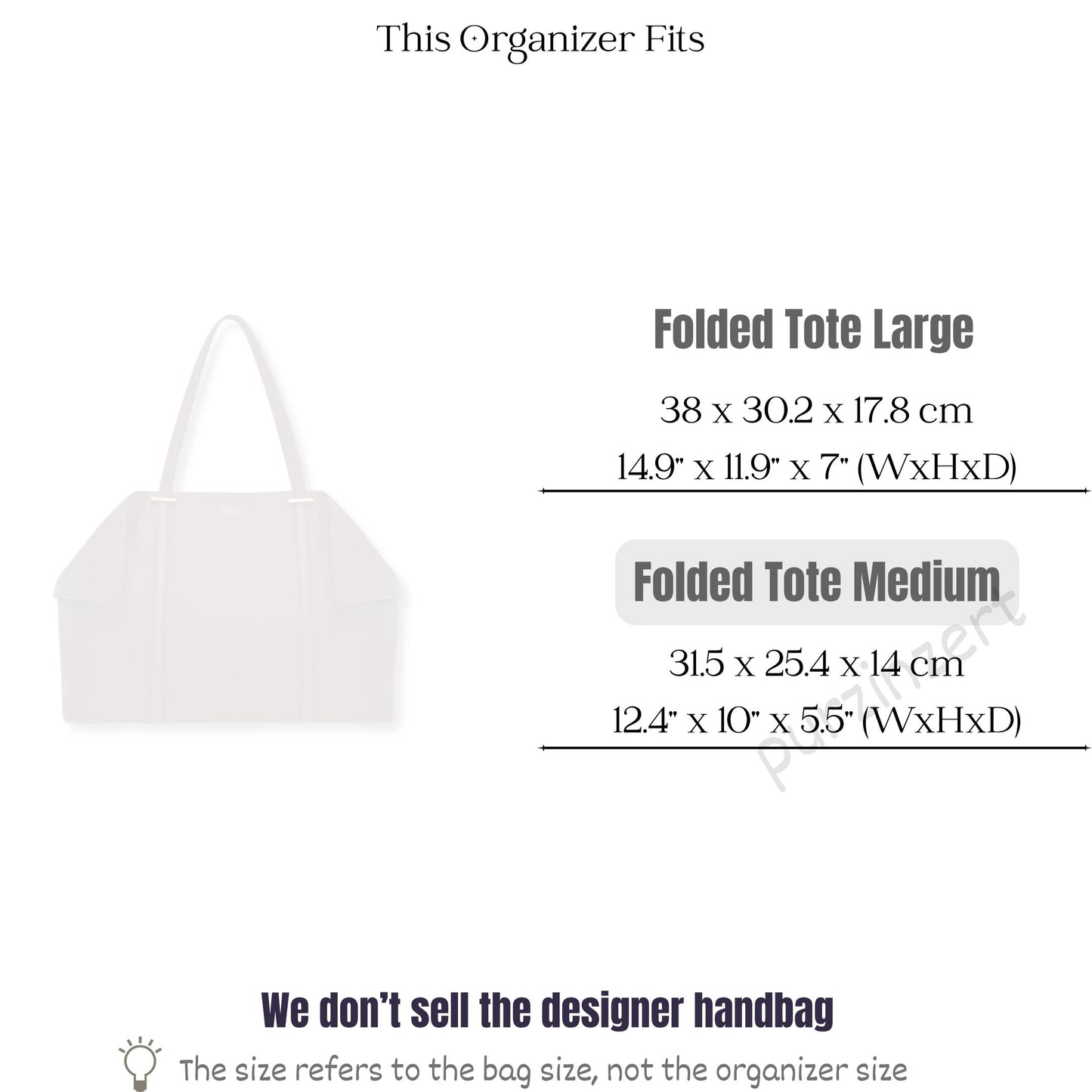 Bag Insert for (Ferragamo, Folded tote bag Medium) Organizer of Felt Fabric