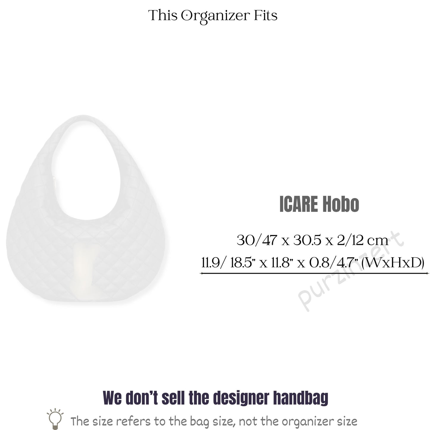 Bag Insert for (Saint Laurent (YSL), ICARE hobo) Organizer of Silk Fabric