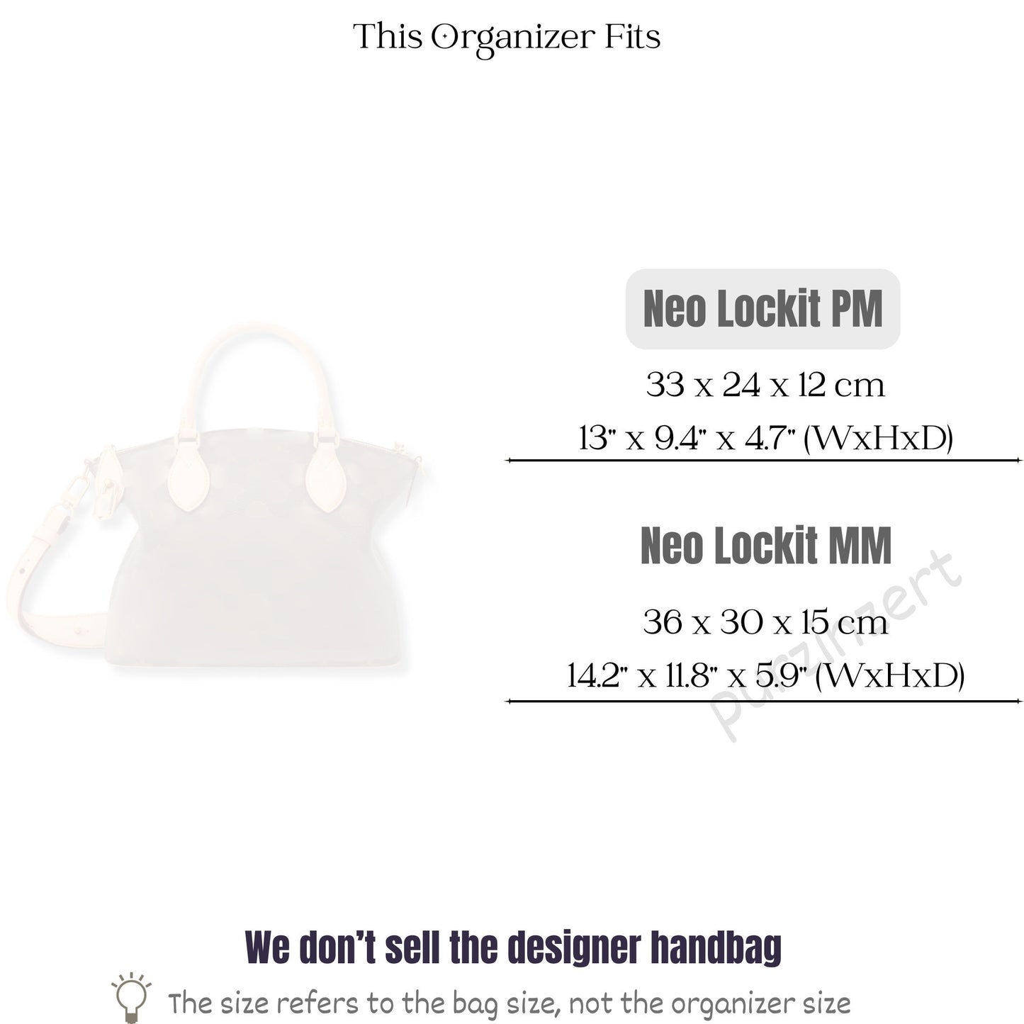 Bag Insert for (LV, Neo Lockit PM) Organizer of Felt Fabric