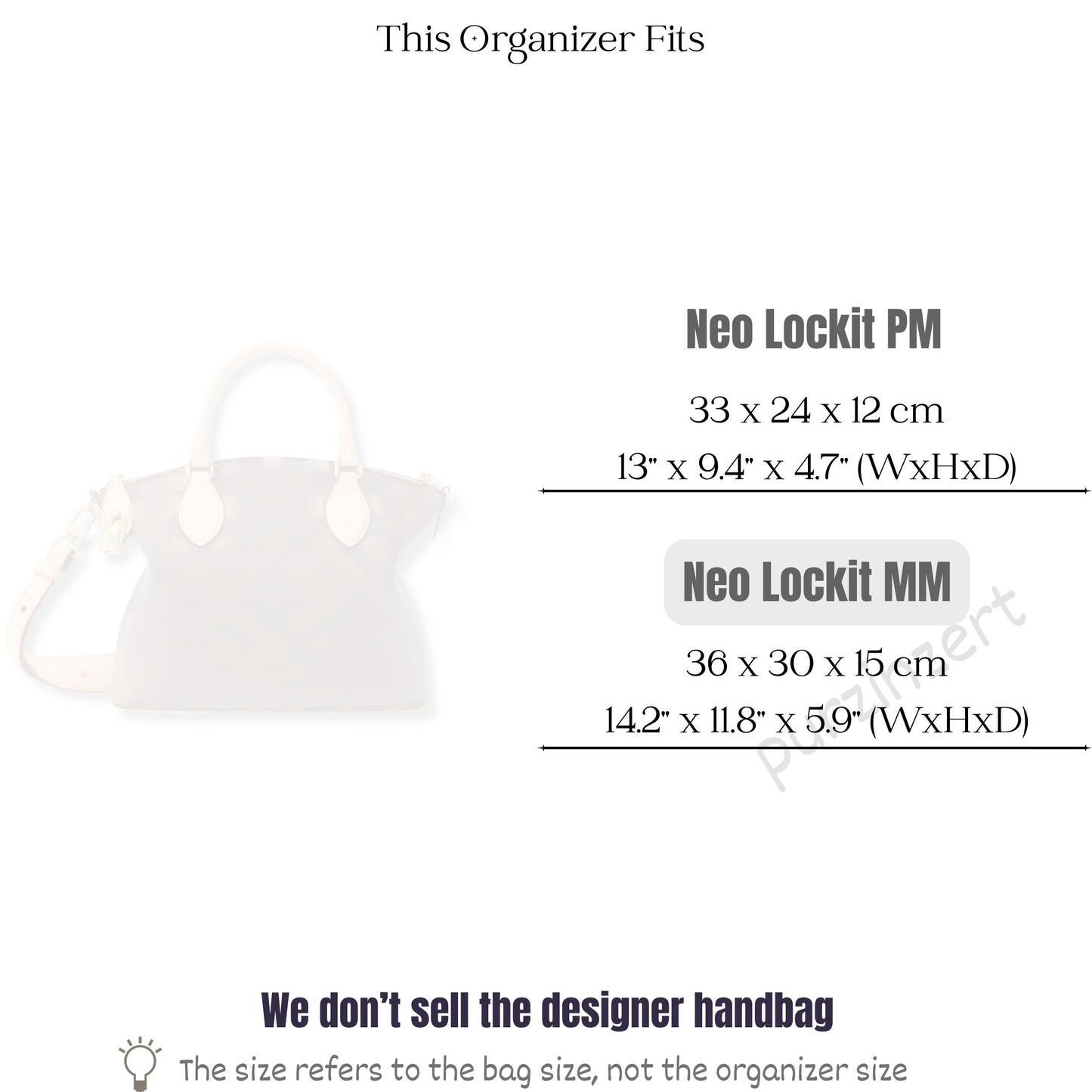 Bag Insert for (LV, Neo Lockit MM) Organizer of Felt Fabric