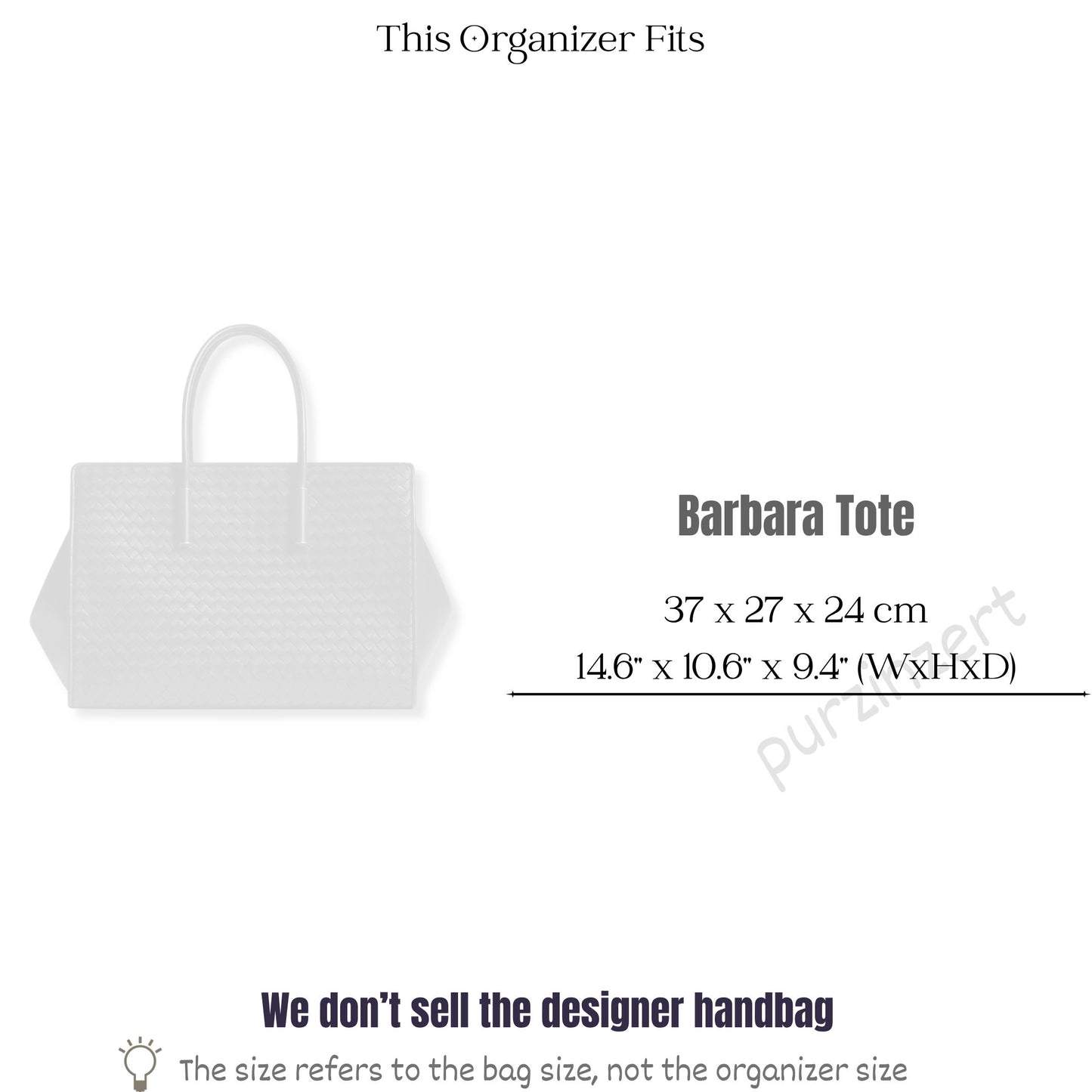 Bag Insert for (Bottega Veneta, Barbara Tote) Organizer of Felt Fabric