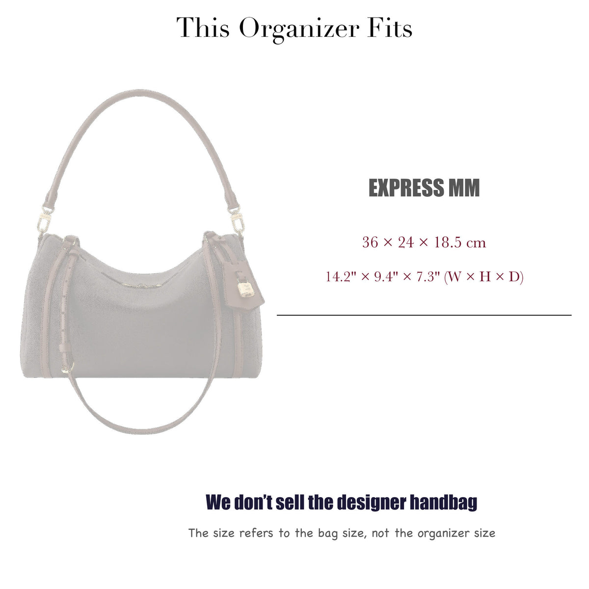 Bag Insert for (LV, Express MM) Organizer of Nylon Fabric