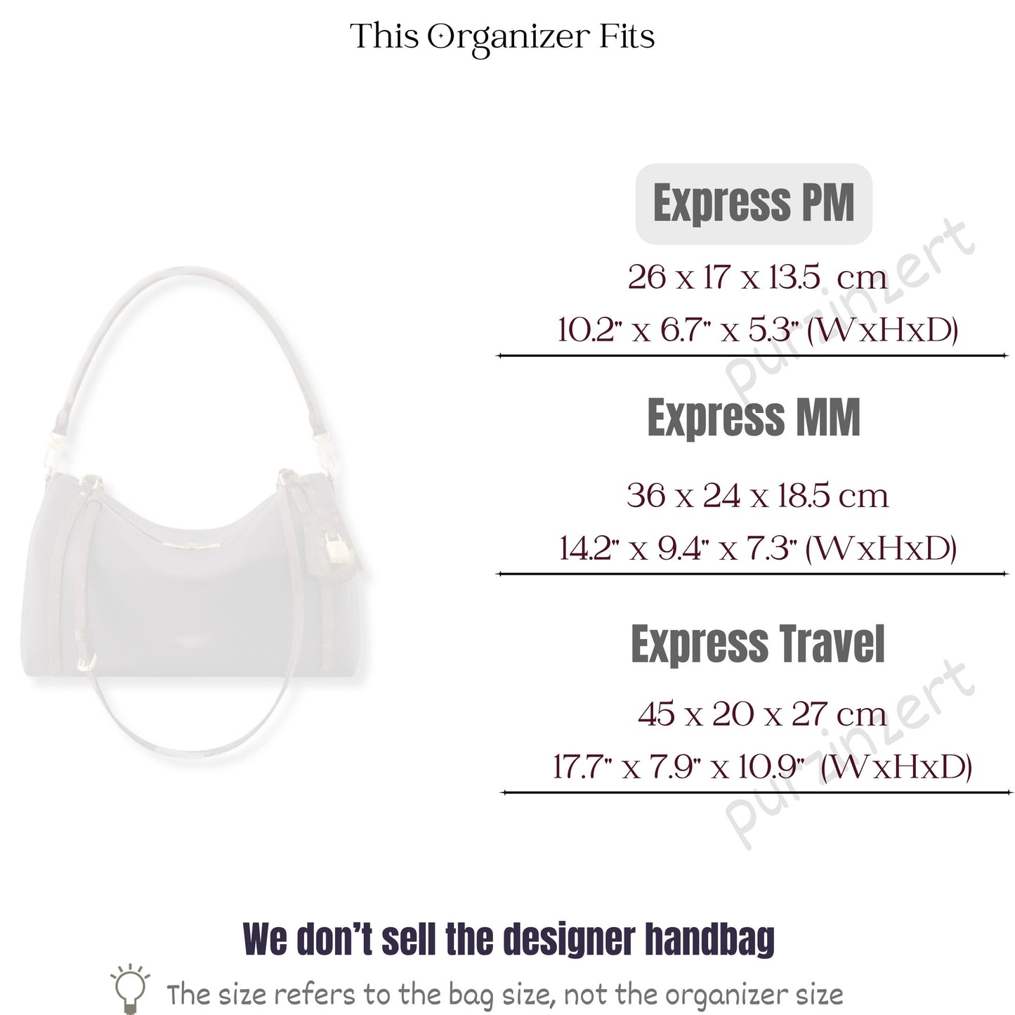 Bag Insert for (LV, Express MM) Organizer of Felt Fabric