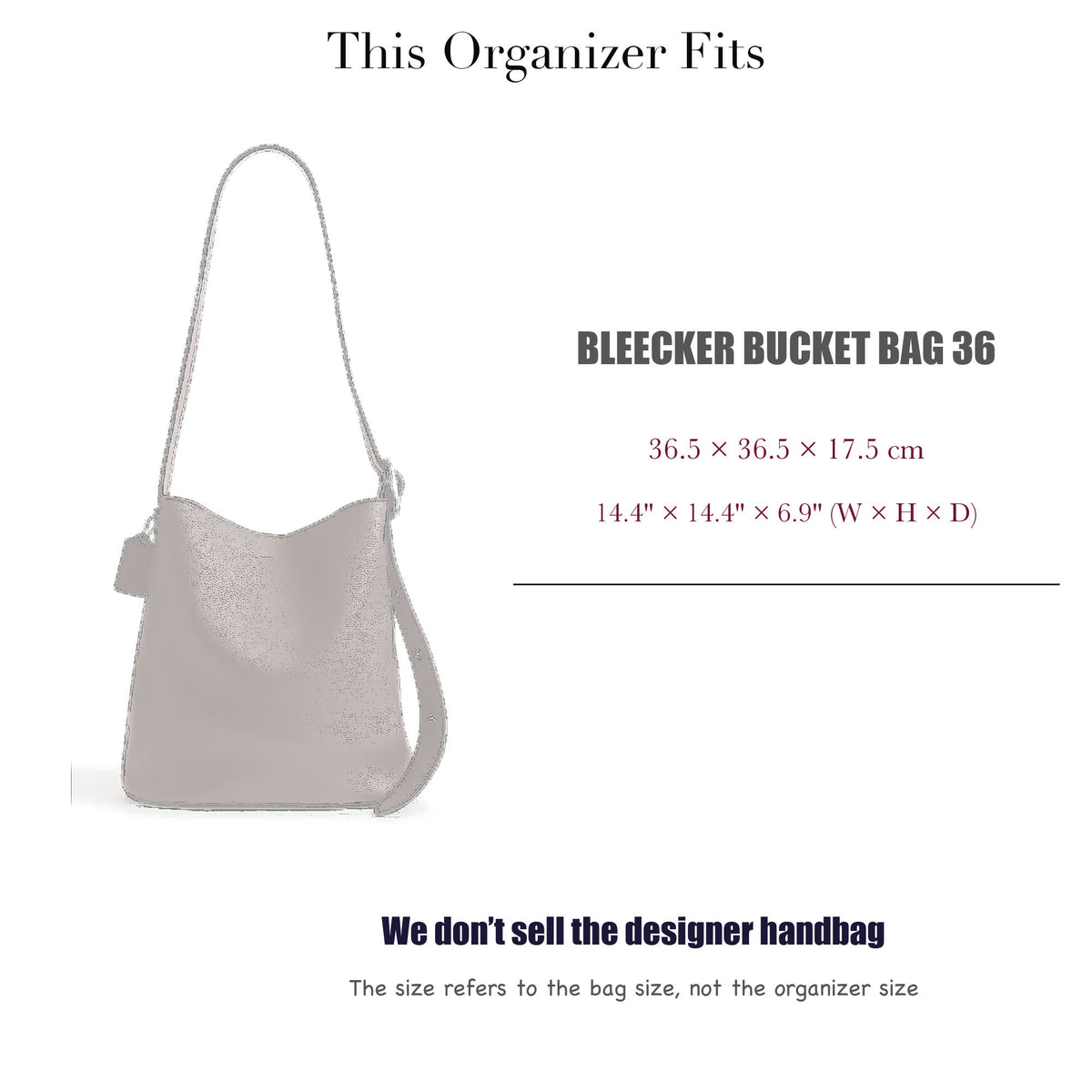 Bag Insert for (Coach, BLEECKER BUCKET BAG 36) Organizer of Felt Fabric