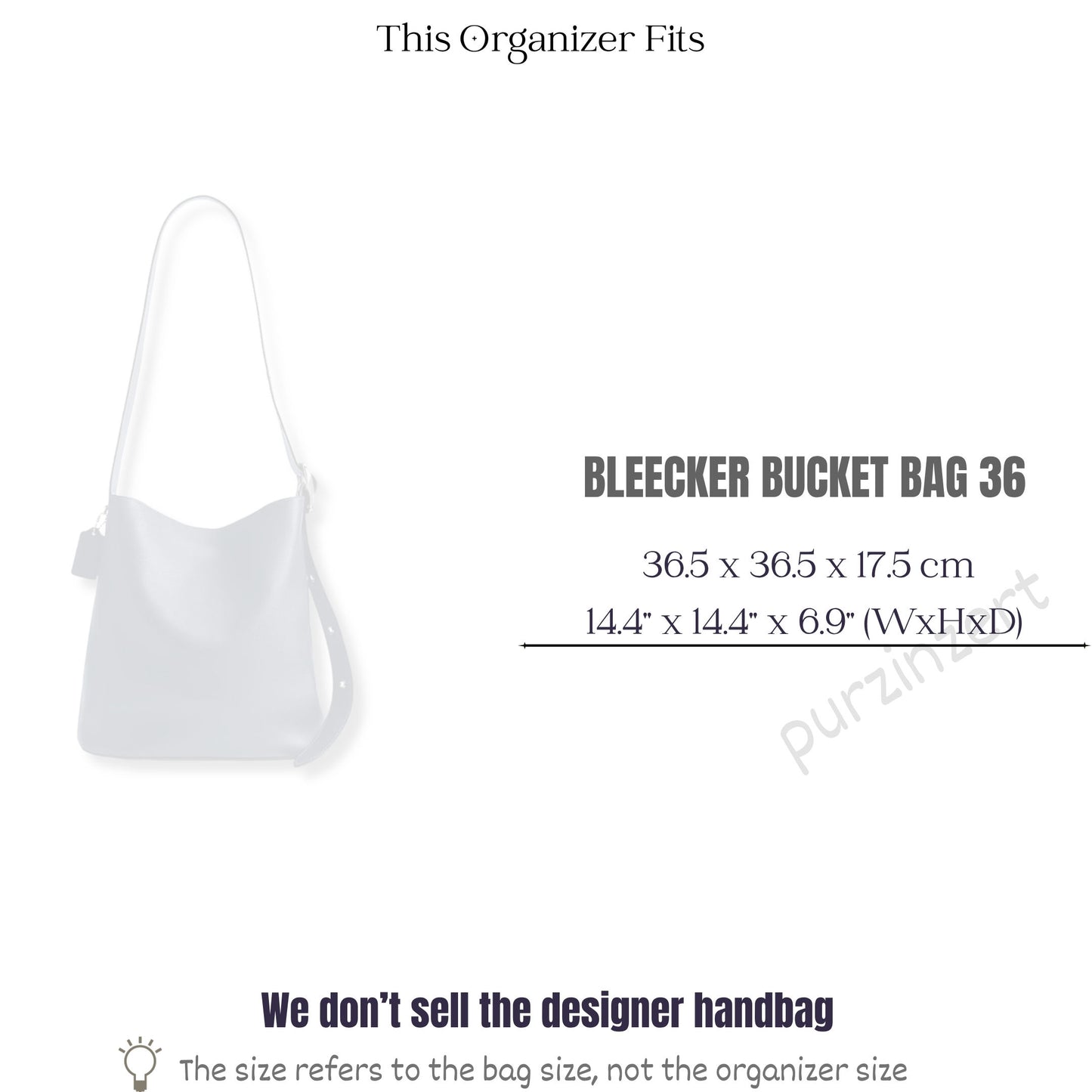Bag Insert for (Coach, BLEECKER BUCKET BAG 36) Organizer of Felt Fabric