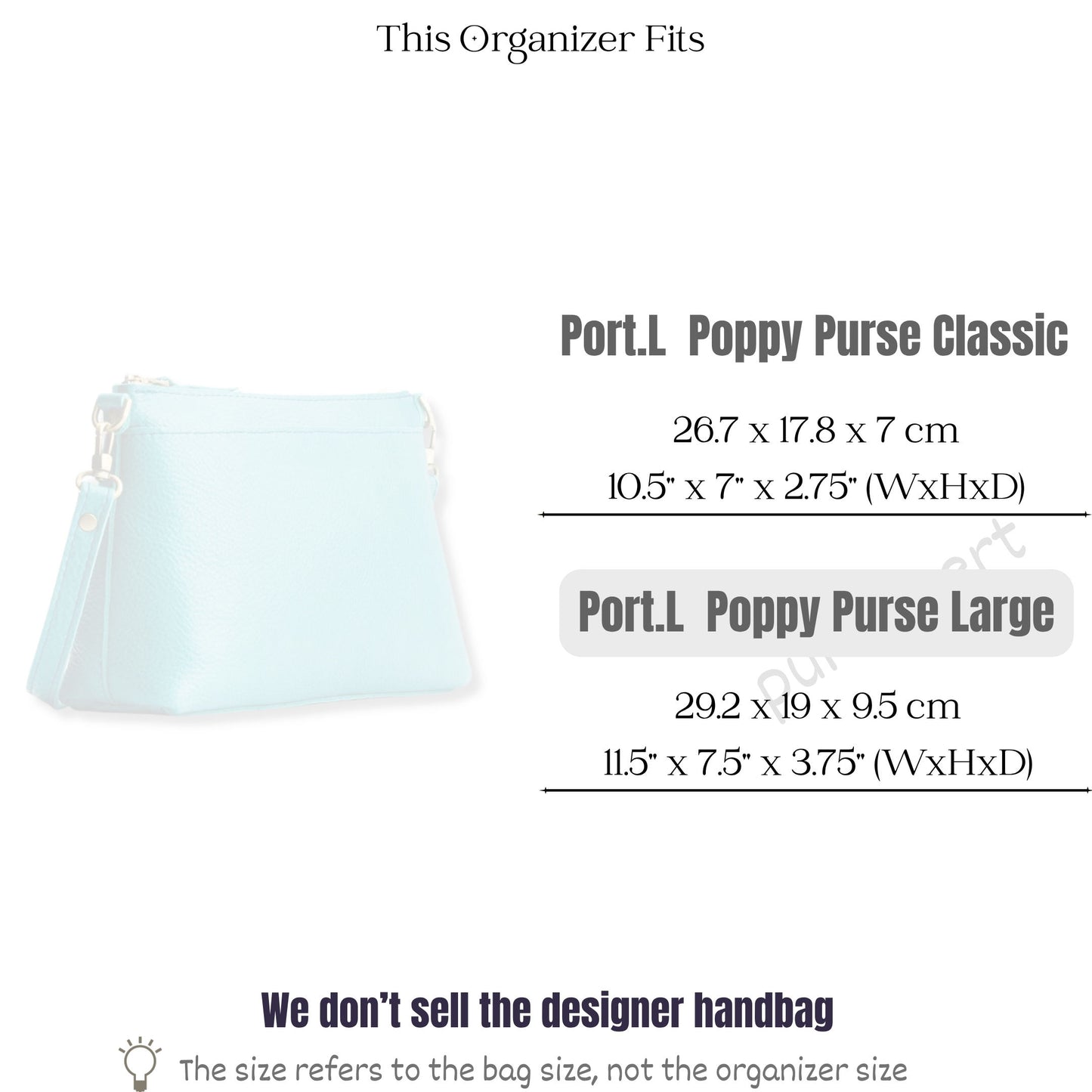 Bag Insert for (Portland Leather Goods, Poppy Purse Large) Organizer of Silk Fabric