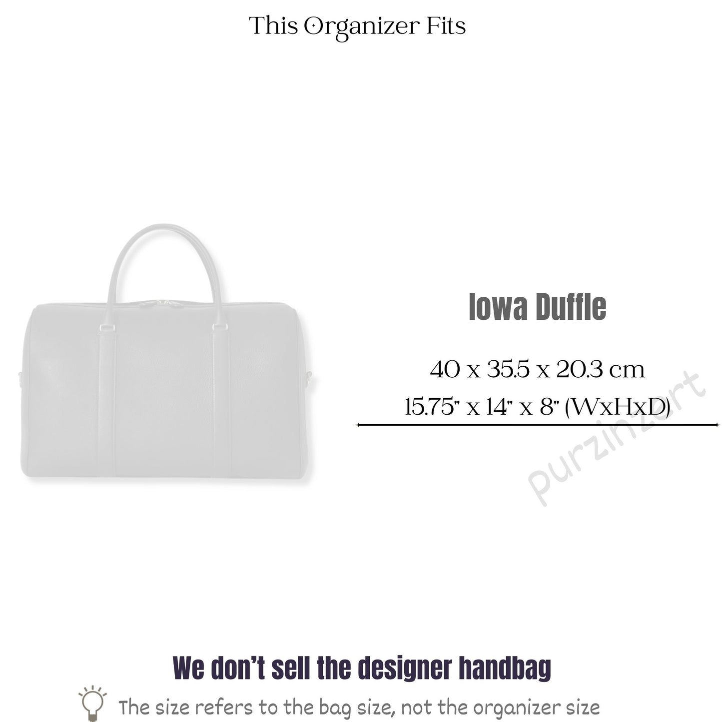 Bag Insert for (The Row, Iowa Duffle) Organizer of Felt Fabric