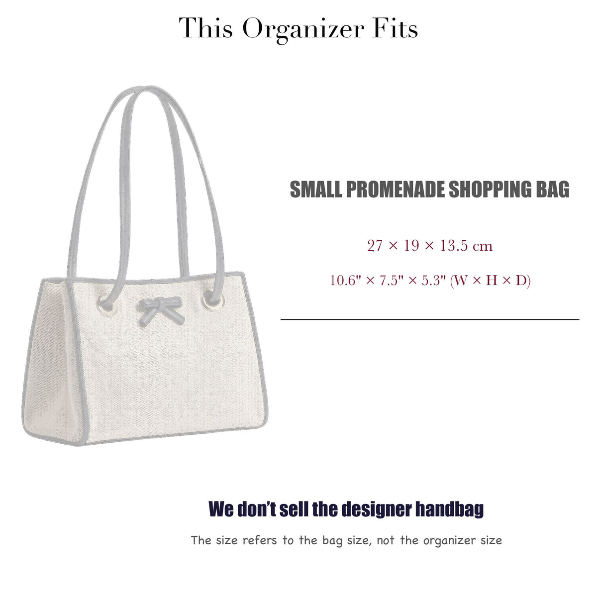 Bag Insert for (Dior, Small Promenade Shopping Bag) Organizer of Silk Fabric
