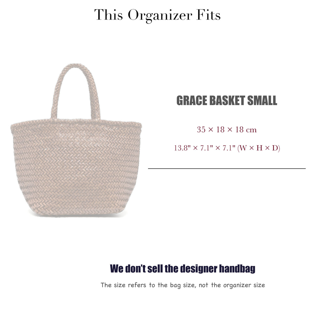 Bag Insert for (Dragon Diffusion, Grace Basket Small) Organizer of Silk Fabric