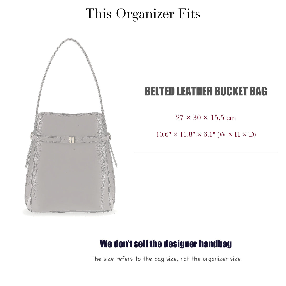 Bag Insert for (Toteme, Belted leather bucket bag) Organizer of Felt Fabric