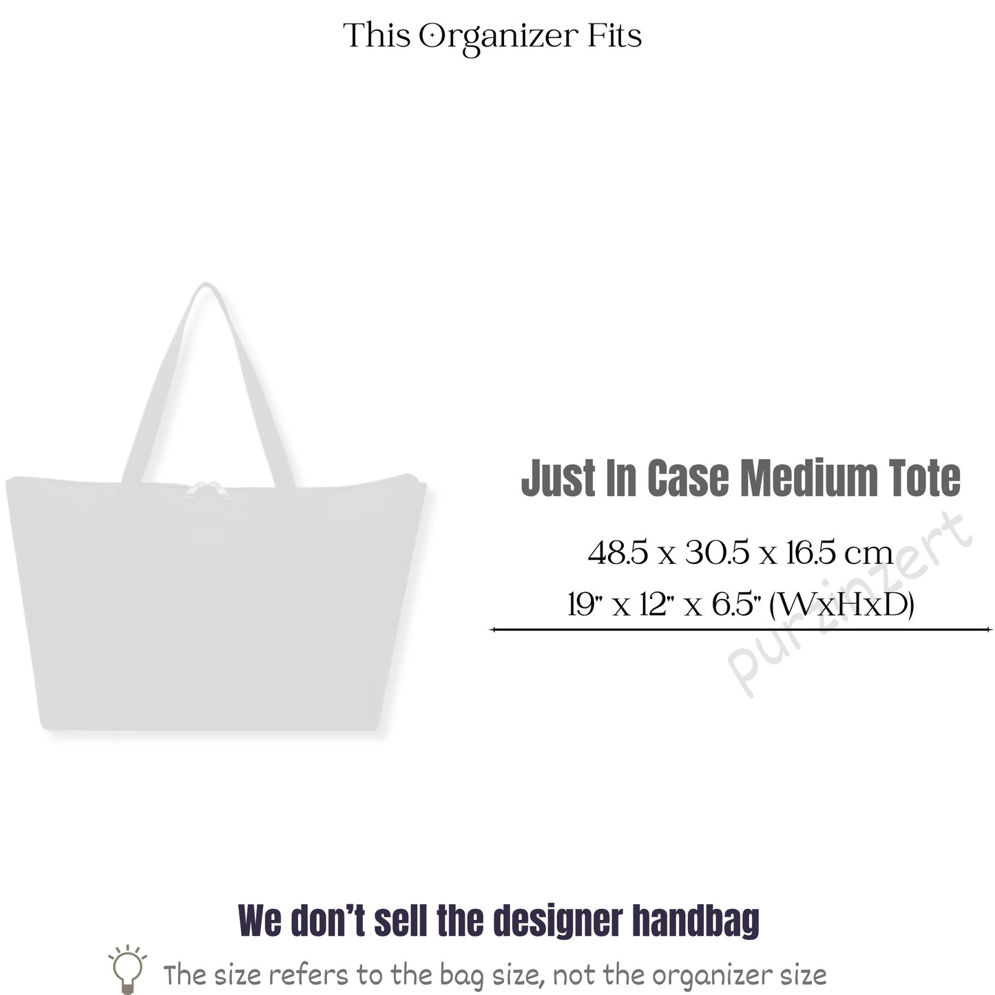 Bag Insert for (Tumi, Just In Case Medium Tote) Organizer of Felt Fabric