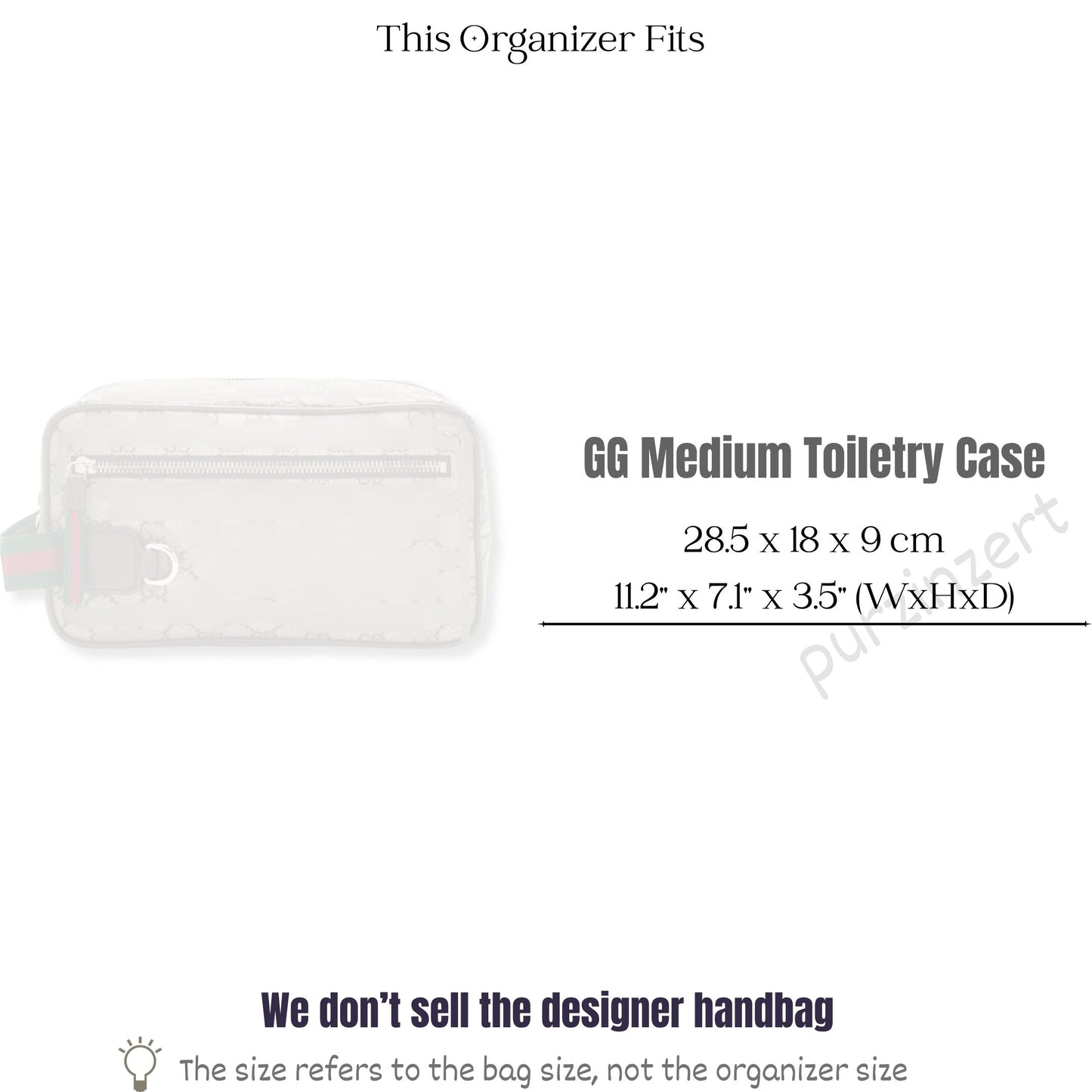 Bag Insert for (Gucci, Medium GG toiletry case) Organizer of Felt Fabric