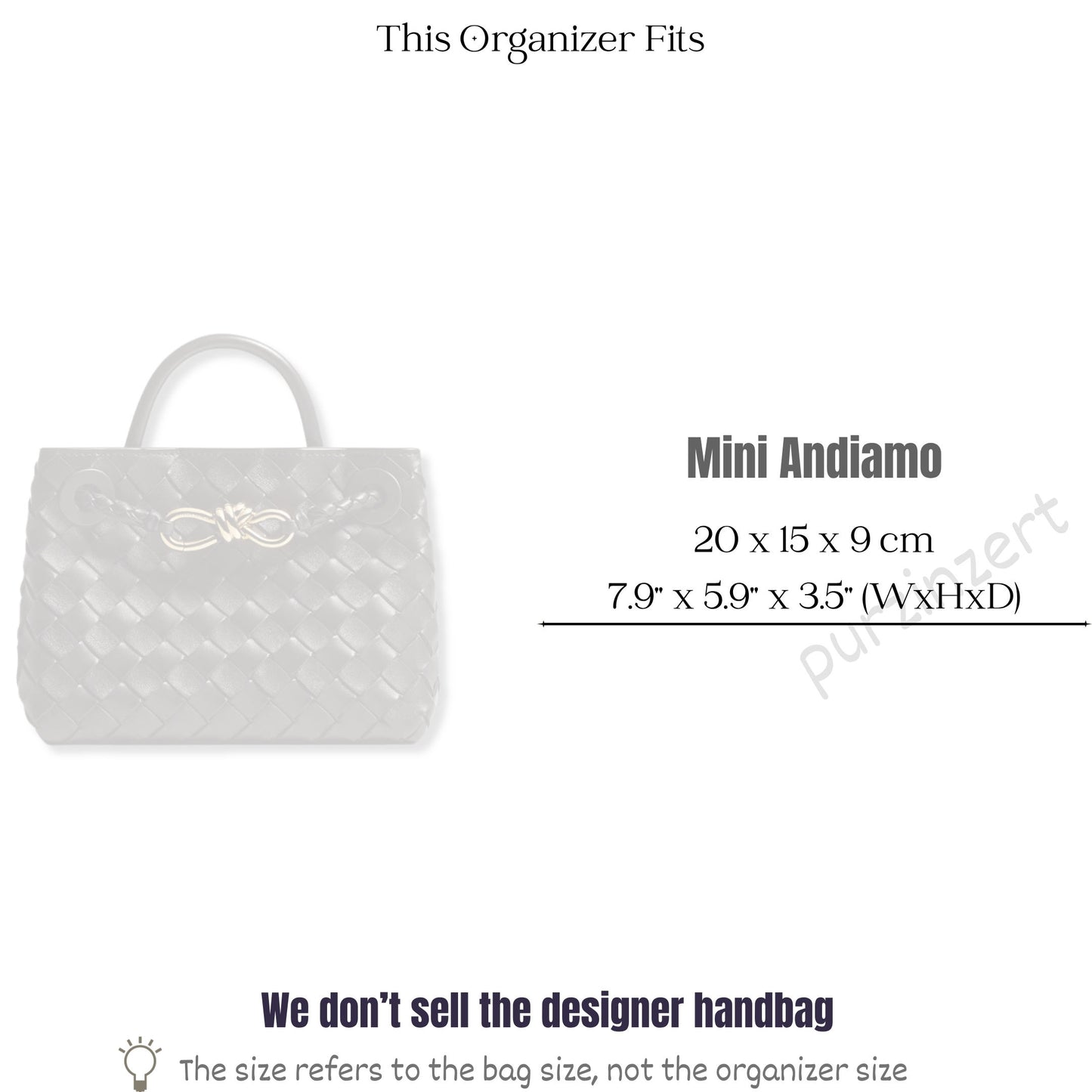 Bag Insert for (Bottega Veneta, Mini Andiamo) Organizer of Felt Fabric