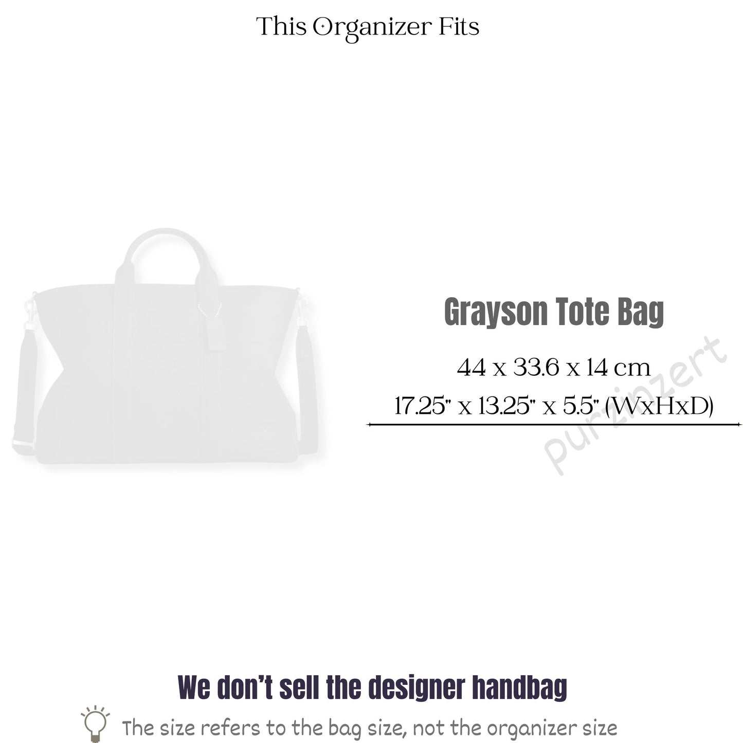 Bag Insert for (Coach, Grayson Tote Bag) Organizer of Silk Fabric