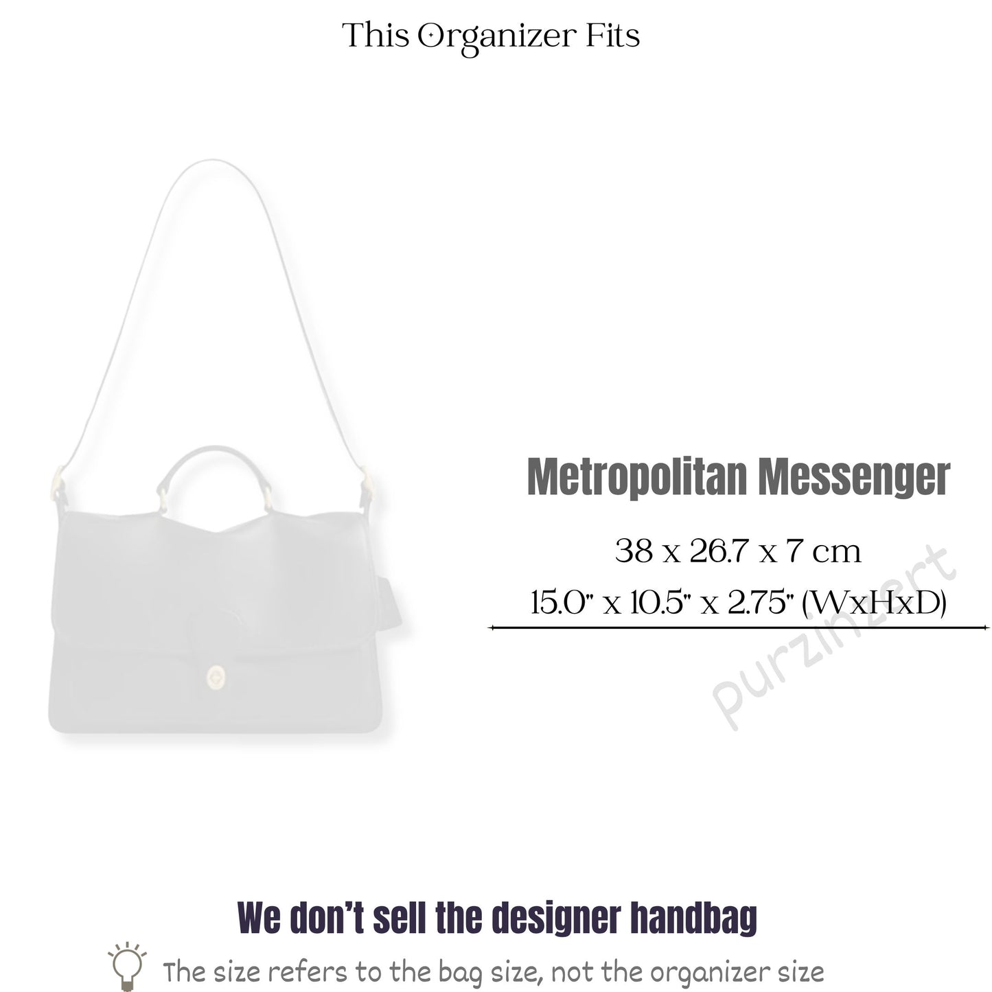 Bag Insert for (Coach, Metropolitan Messenger Bag) Organizer of Felt Fabric