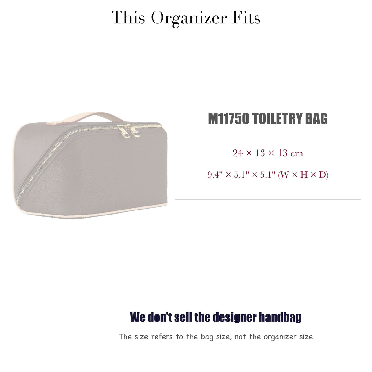 Bag Insert for (LV, M11750 Toiletry Bag) Organizer of Felt Fabric