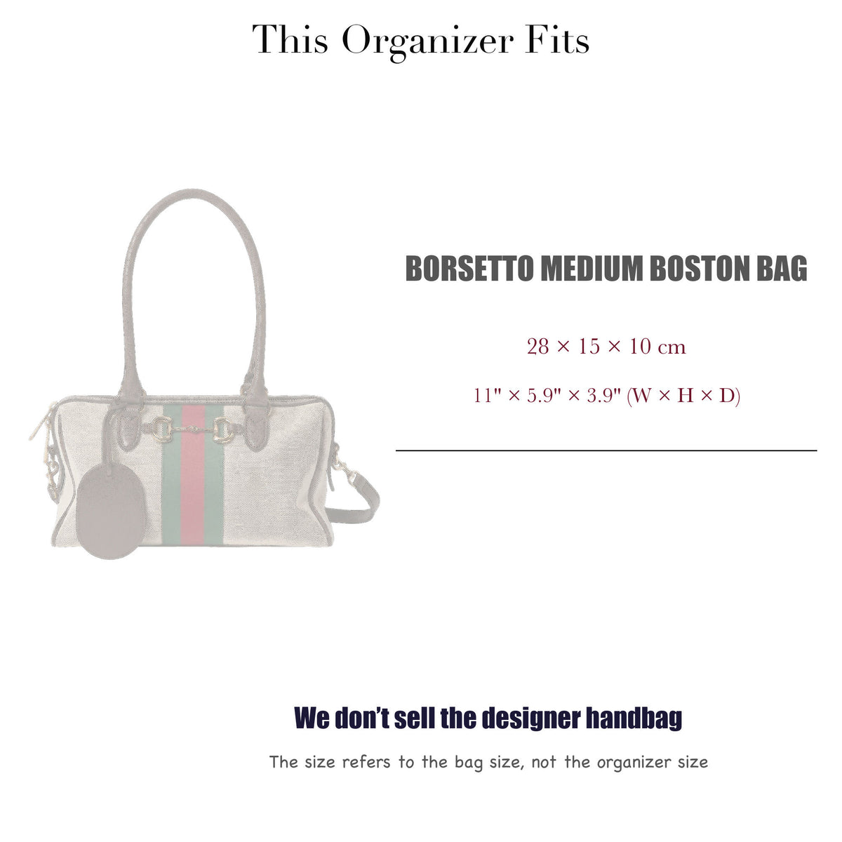 Bag Insert for (Gucci, Borsetto medium boston bag) Organizer of Silk Fabric