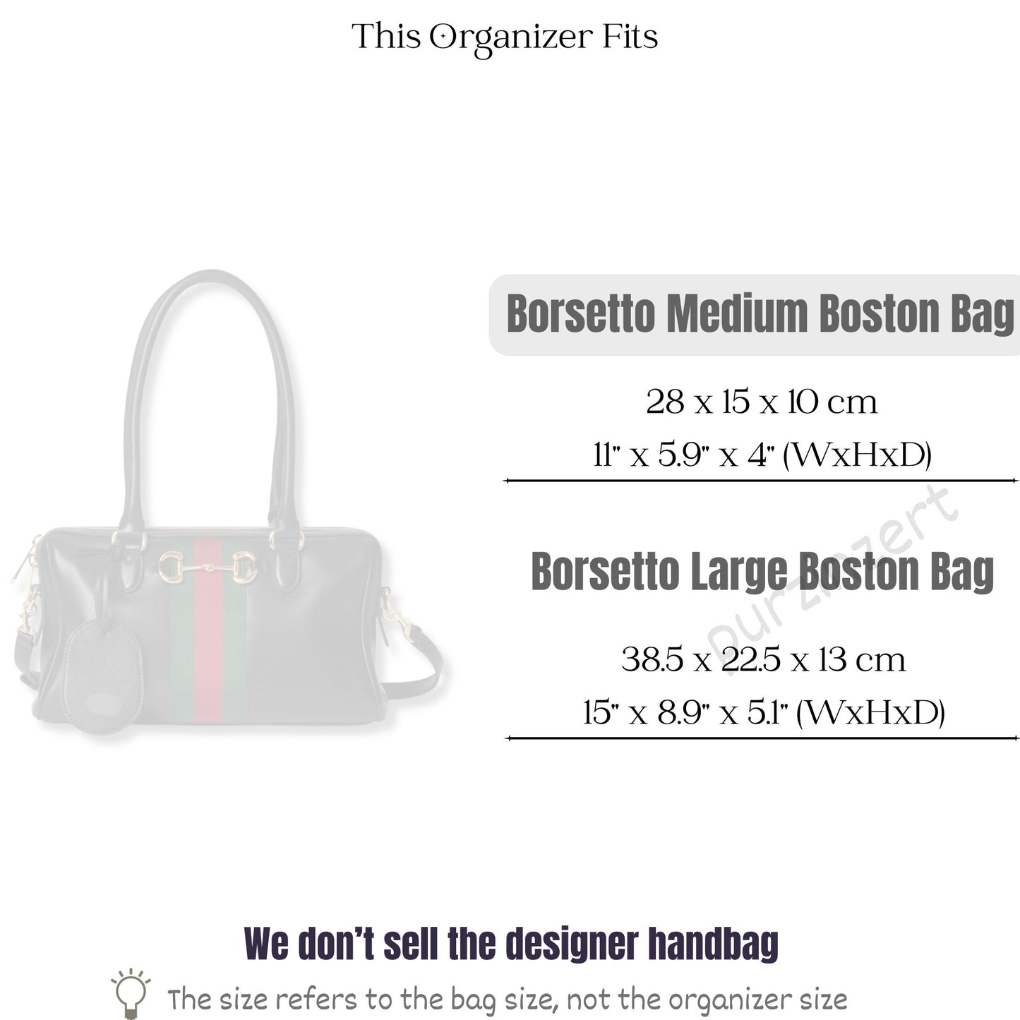 Bag Insert for (Gucci, Borsetto medium boston bag) Organizer of Silk Fabric