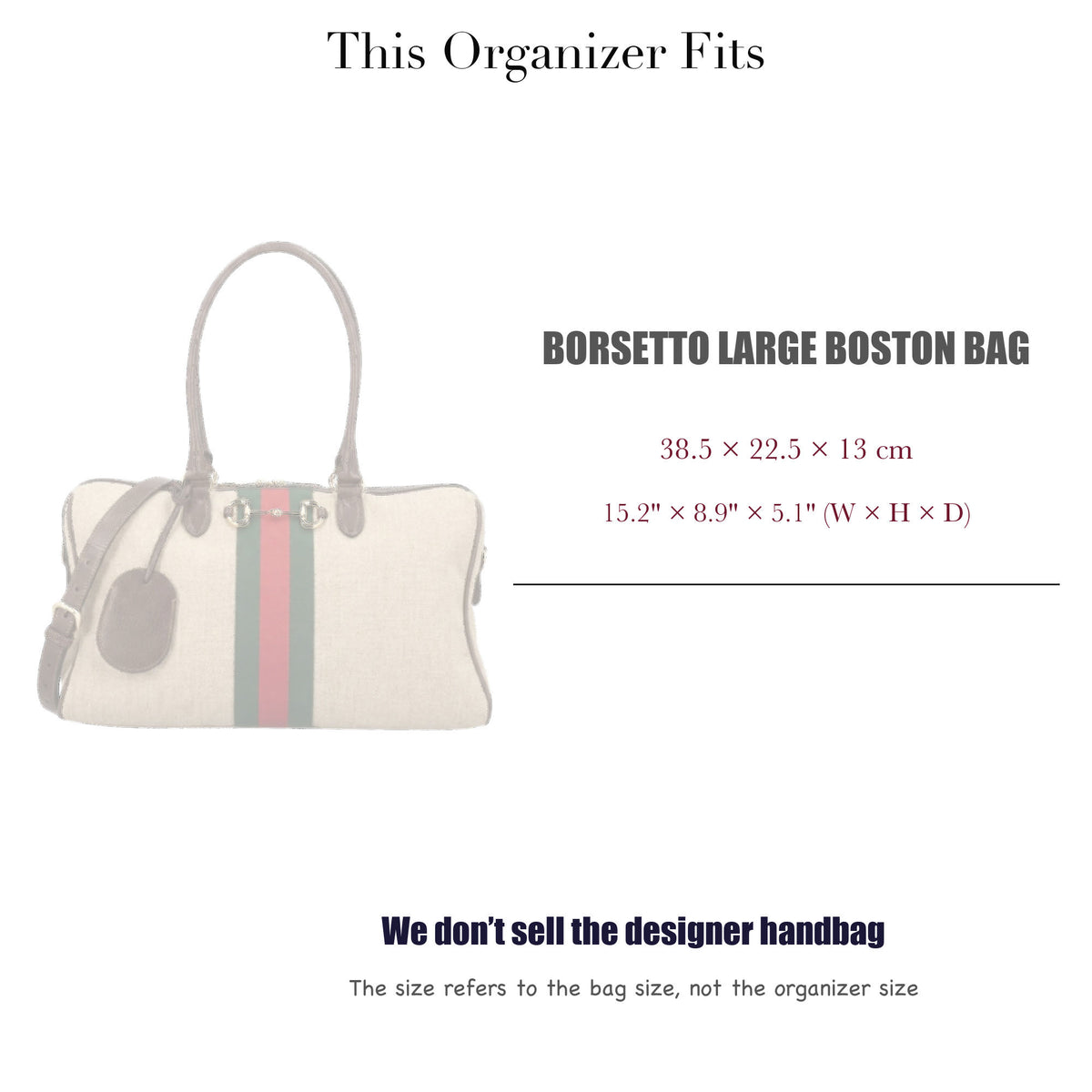 Bag Insert for (Gucci, Borsetto large boston bag) Organizer of Silk Fabric