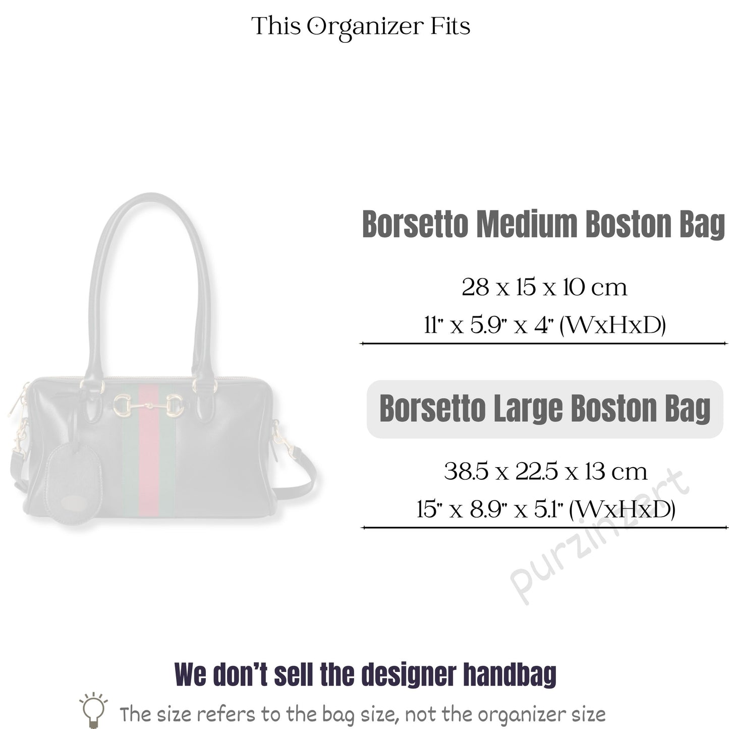 Bag Insert for (Gucci, Borsetto large boston bag) Organizer of Felt Fabric