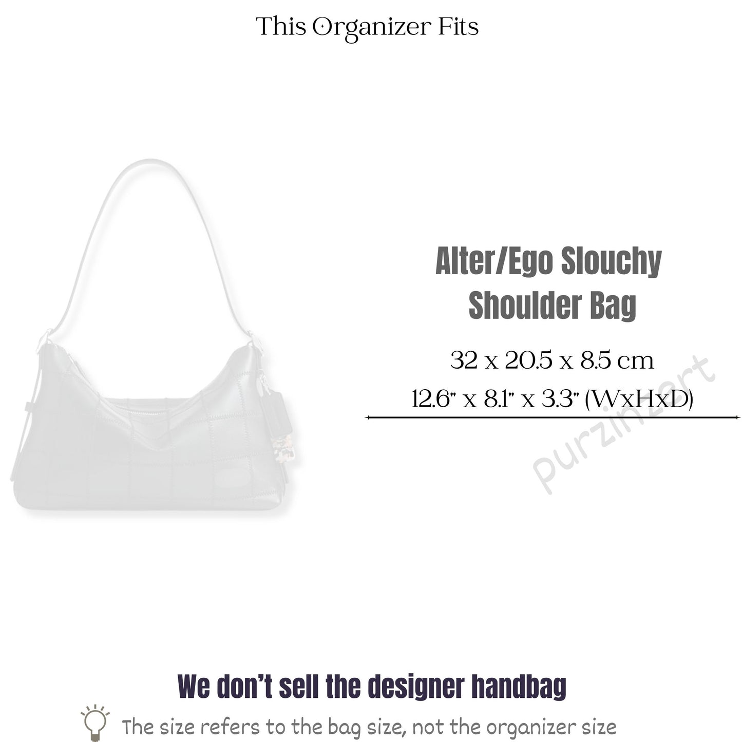 Bag Insert for (Coach, Alter Ego Slouchy Shoulder Bag) Organizer of Felt Fabric