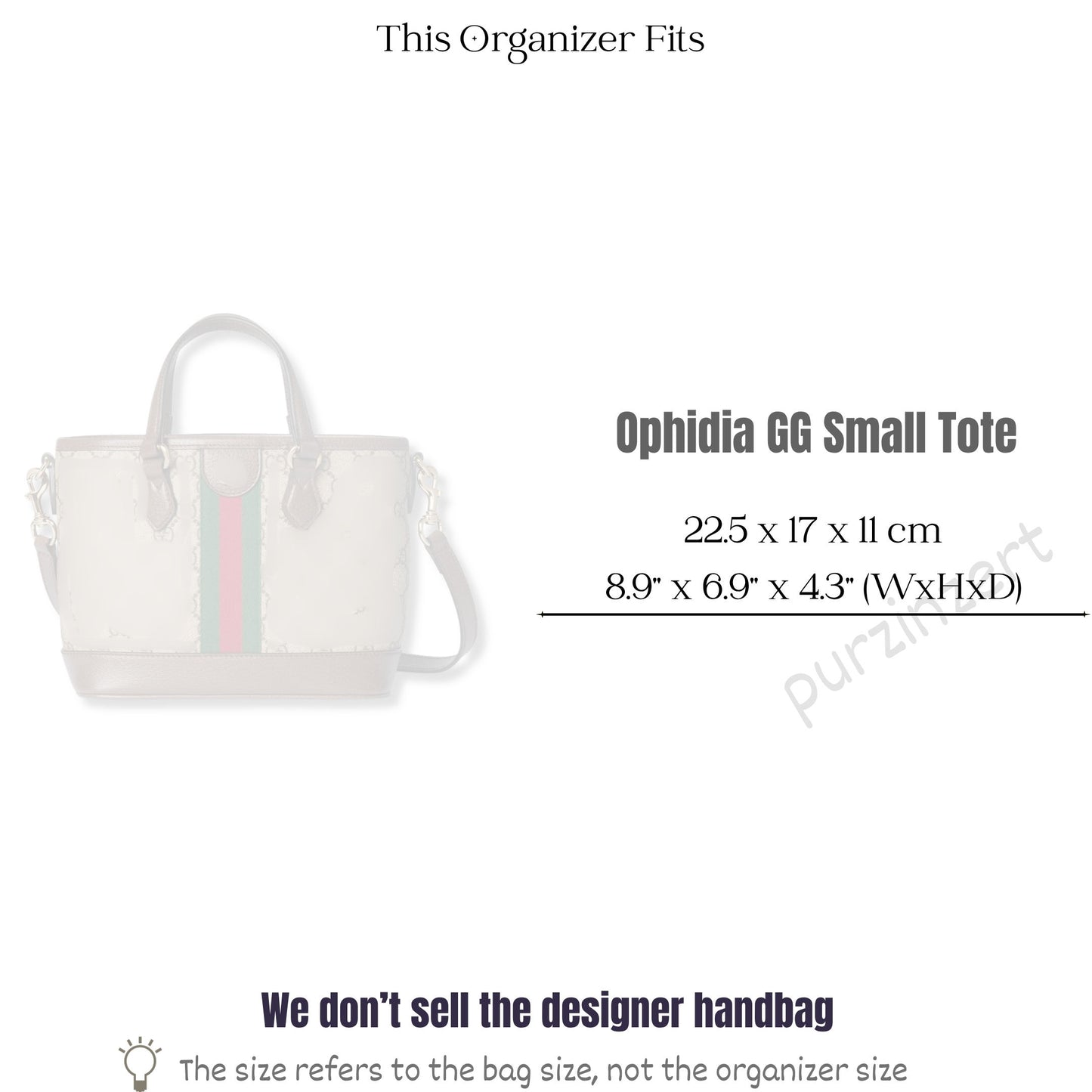 Bag Insert for (Gucci, Ophidia GG Small Tote) Organizer of Felt Fabric