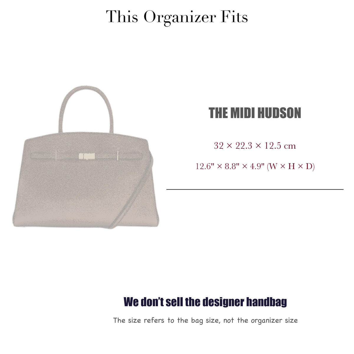 Bag Insert for (DeMellier, The Midi Hudson) Organizer of Silk Fabric