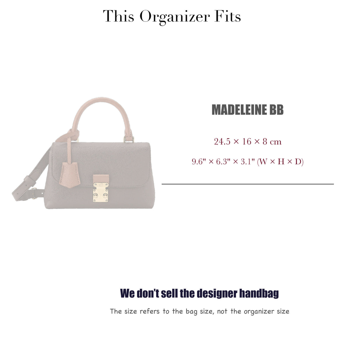 Bag Insert for (LV, Madeleine BB) Organizer of Felt Fabric